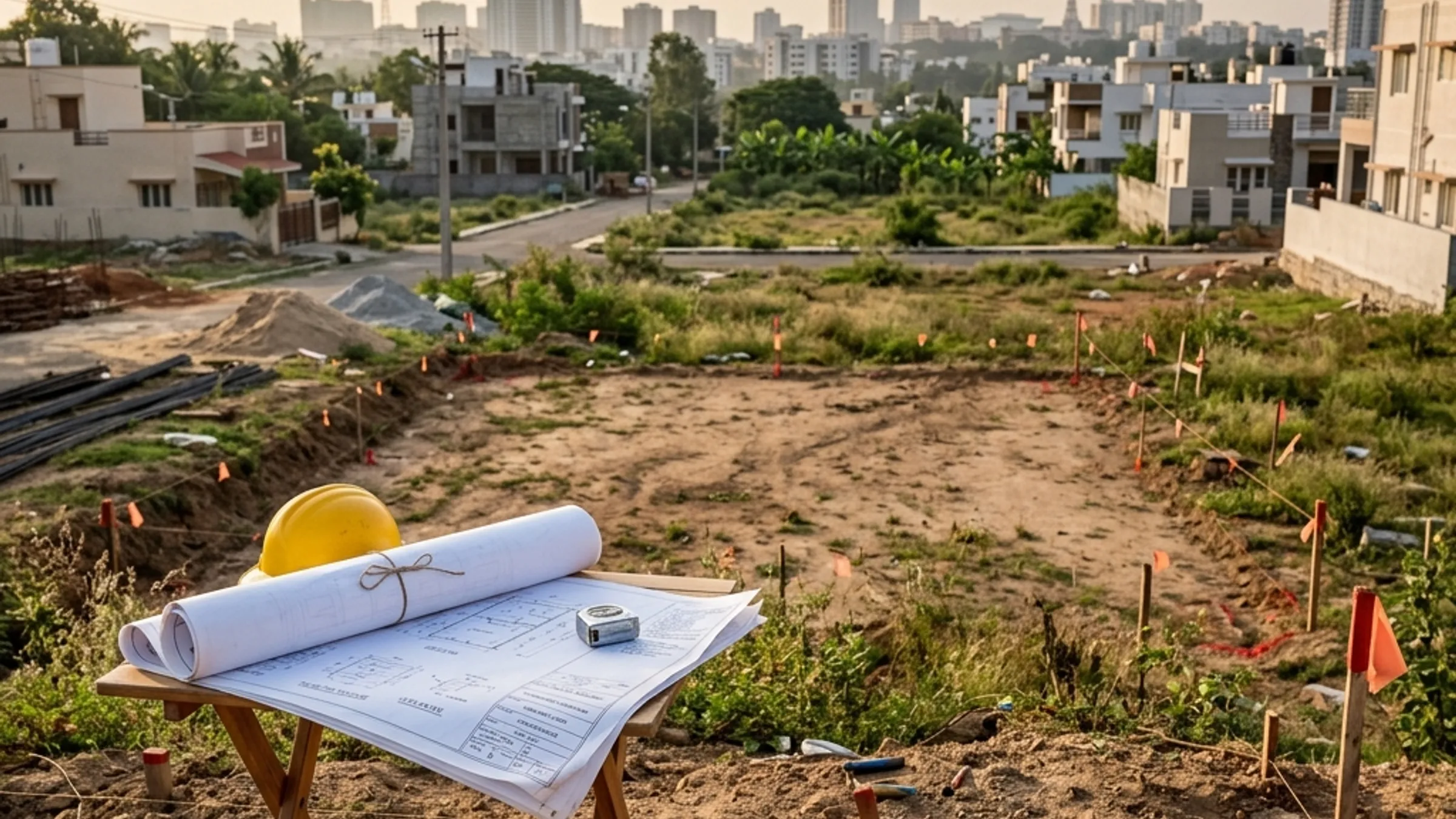 A plot ready for construction in Bengaluru